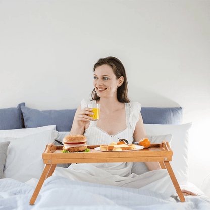 Foldable Bamboo Bed Tray Table Adjustable Lap Desk For Breakfast And Serving Needs 1