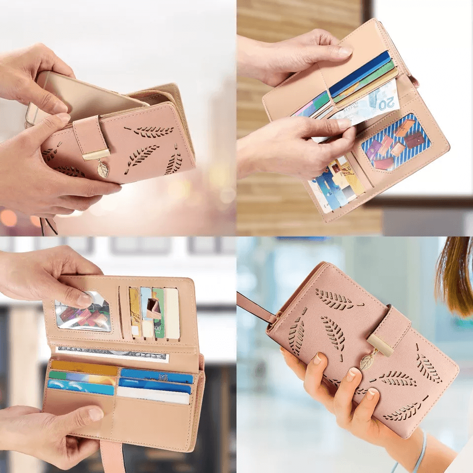 Women Ladies PU Leather Clutch Long Wallet Stylish ID Card Phone Holder Purse Handbag With Zipper   9