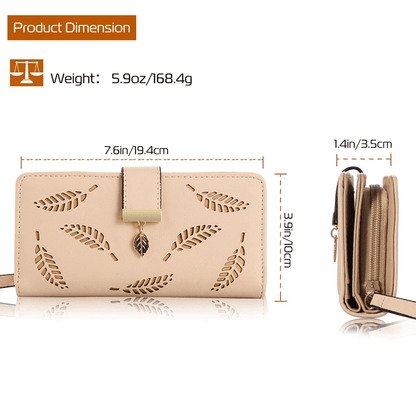 Women Ladies PU Leather Clutch Long Wallet Stylish ID Card Phone Holder Purse Handbag With Zipper   17