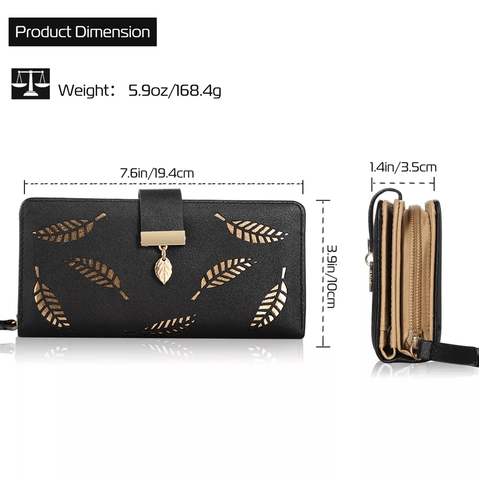 Women Ladies PU Leather Clutch Long Wallet Stylish ID Card Phone Holder Purse Handbag With Zipper   7
