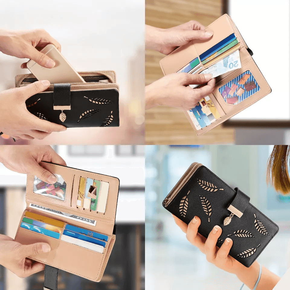Women Ladies PU Leather Clutch Long Wallet Stylish ID Card Phone Holder Purse Handbag With Zipper   1