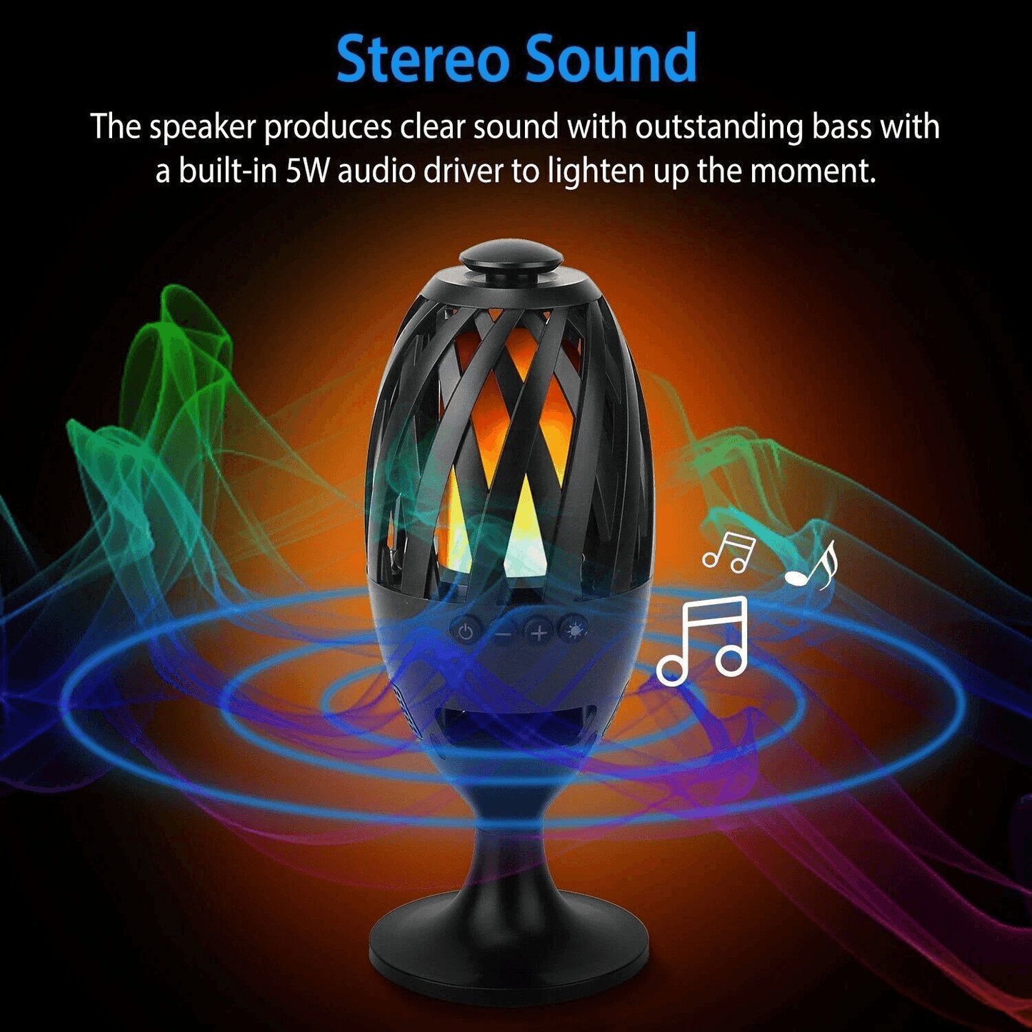 LED Flame Table Lamp Torch  Wireless Stereo Bass Speaker Waterproof  Portable Atmosphere Light For  8