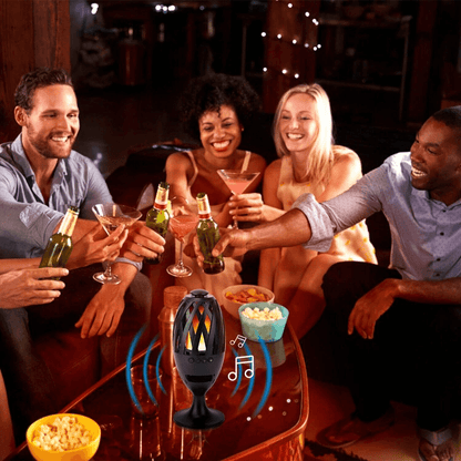 LED Flame Table Lamp Torch  Wireless Stereo Bass Speaker Waterproof  Portable Atmosphere Light For  2