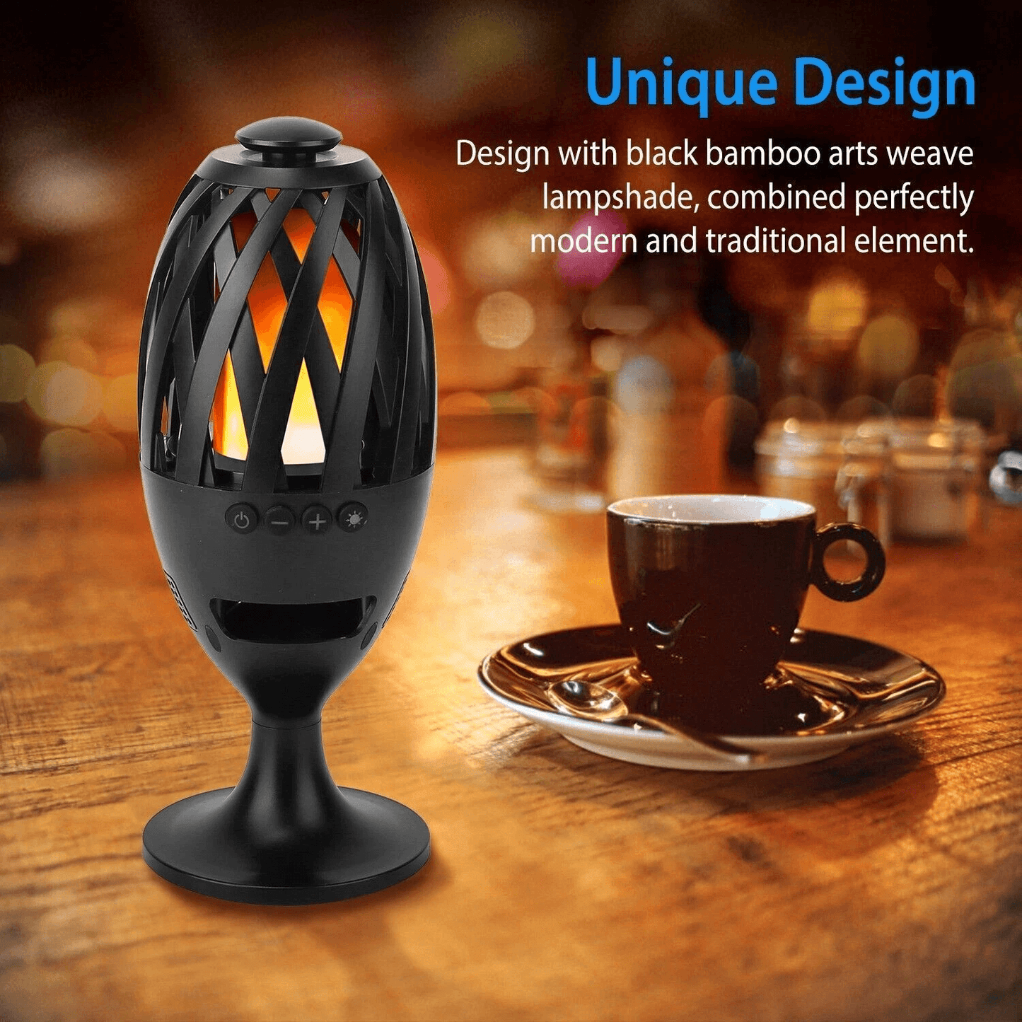 LED Flame Table Lamp Torch  Wireless Stereo Bass Speaker Waterproof  Portable Atmosphere Light For  5