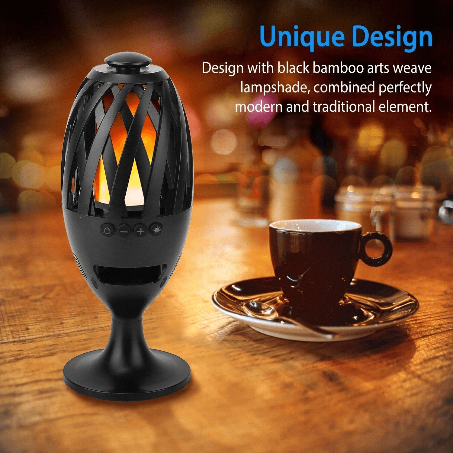 LED Flame Table Lamp Torch  Wireless Stereo Bass Speaker Waterproof  Portable Atmosphere Light For  5