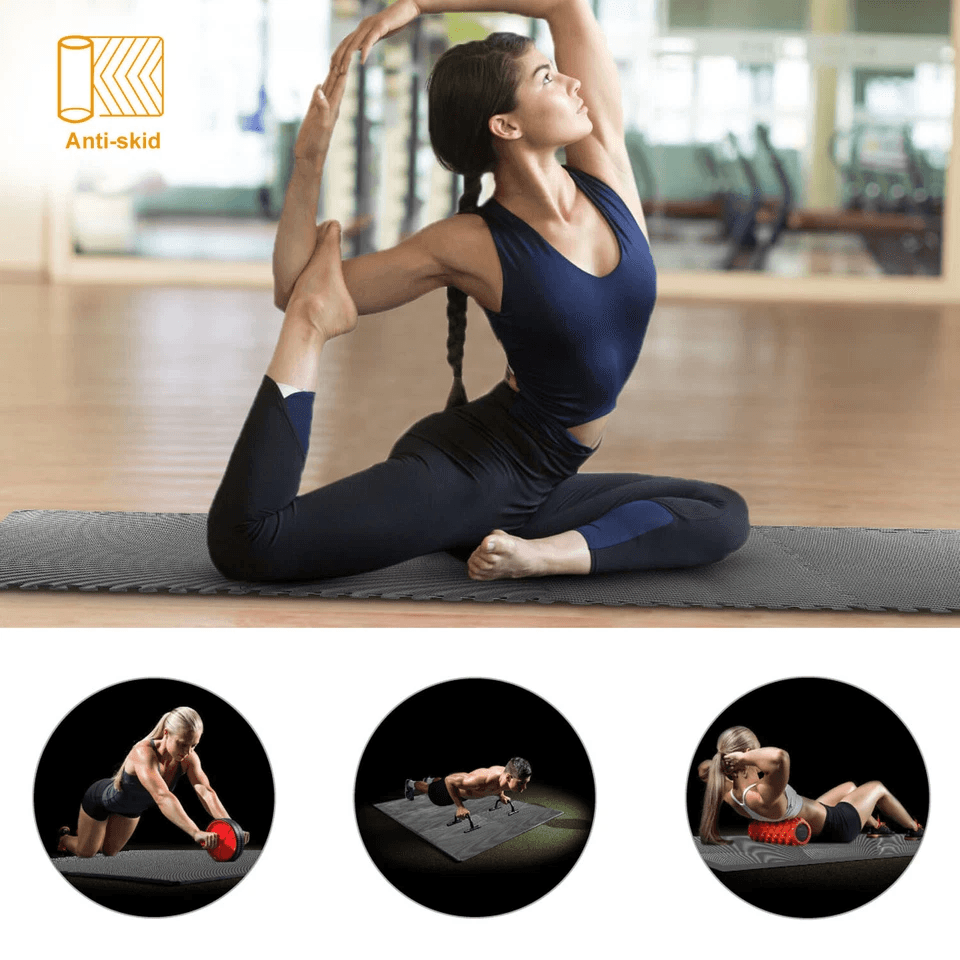 Gray Interlocking Puzzle Tiles Gym Exercise Mat Durable EVA Foam Floor Padding For Home Fitness Pla 1