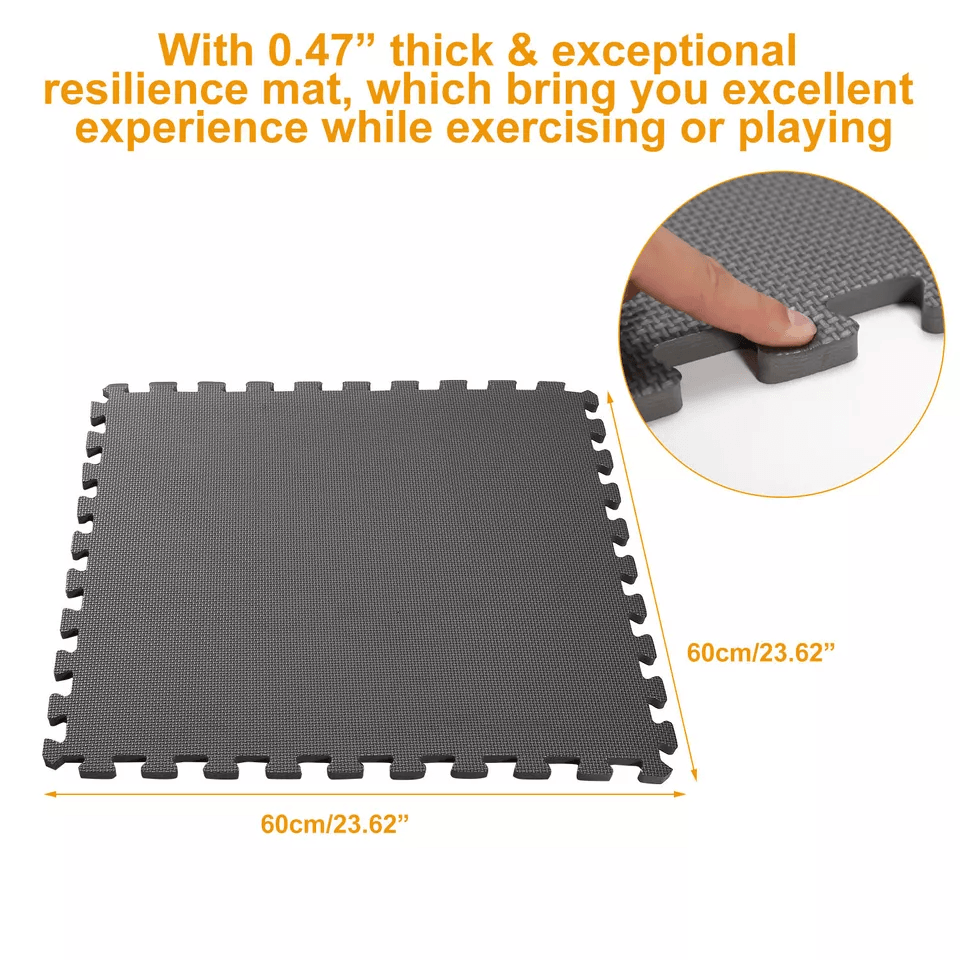 Gray Interlocking Puzzle Tiles Gym Exercise Mat Durable EVA Foam Floor Padding For Home Fitness Pla 7