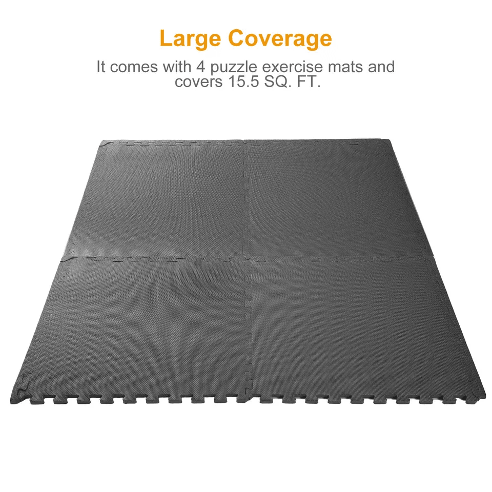 Gray Interlocking Puzzle Tiles Gym Exercise Mat Durable EVA Foam Floor Padding For Home Fitness Pla 9