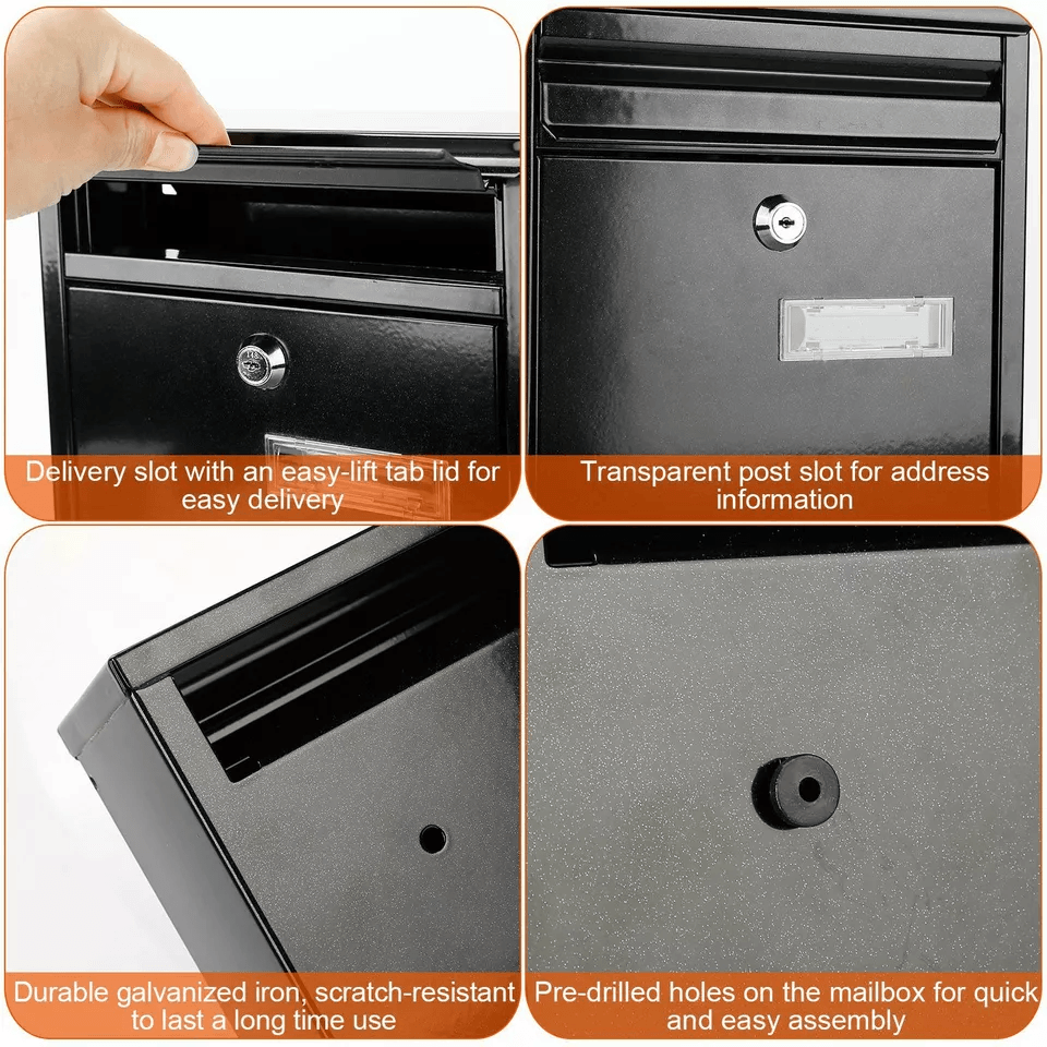 Secure Metal Wall Mount Mailbox With Lockable Door  Newspaper Slot 1