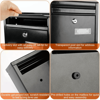 Secure Metal Wall Mount Mailbox With Lockable Door  Newspaper Slot 1