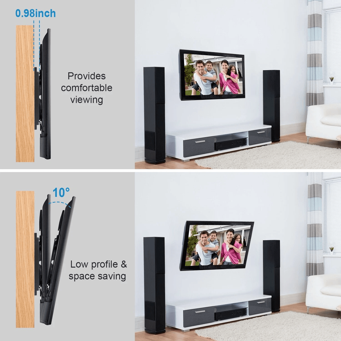 Universal Flat TV Wall Mount Bracket 10 Tilt  Swivel For 3255 LED TVs UltraSlim HeavyDuty VESA 3