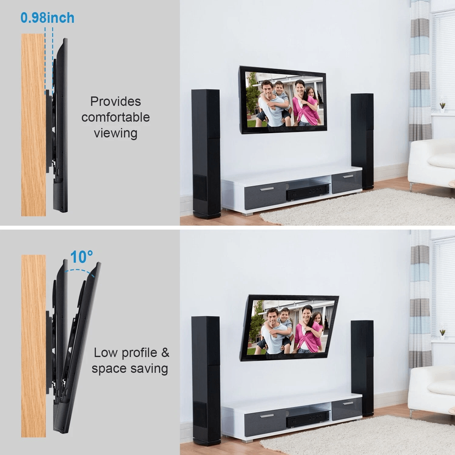 Universal Flat TV Wall Mount Bracket 10 Tilt  Swivel For 3255 LED TVs UltraSlim HeavyDuty VESA 3