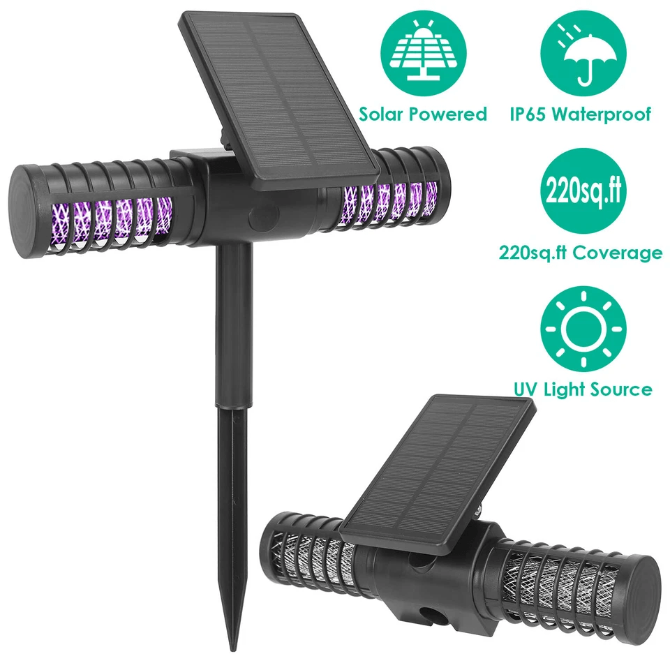 DualCharging Solar Powered Mosquito Insect Zapper Trap Outdoor Yard Fly Killer Lamp With USB IP65 W 5
