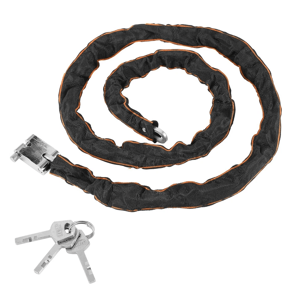 Heavy Duty Motorcycle Chain Lock Bicycle Bike AntiTheft Padlock With Keys Manganese Steel Security  9