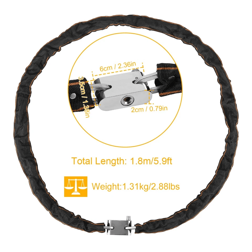 Heavy Duty Motorcycle Chain Lock Bicycle Bike AntiTheft Padlock With Keys Manganese Steel Security  8