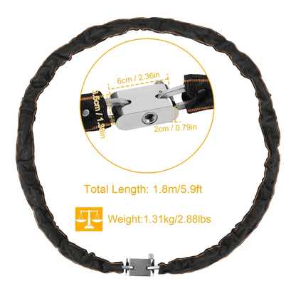 Heavy Duty Motorcycle Chain Lock Bicycle Bike AntiTheft Padlock With Keys Manganese Steel Security  8