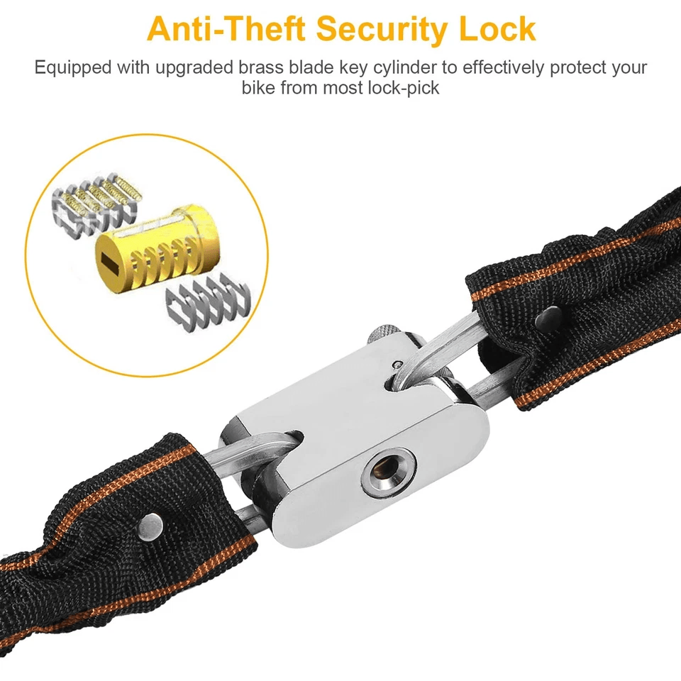 Heavy Duty Motorcycle Chain Lock Bicycle Bike AntiTheft Padlock With Keys Manganese Steel Security  6