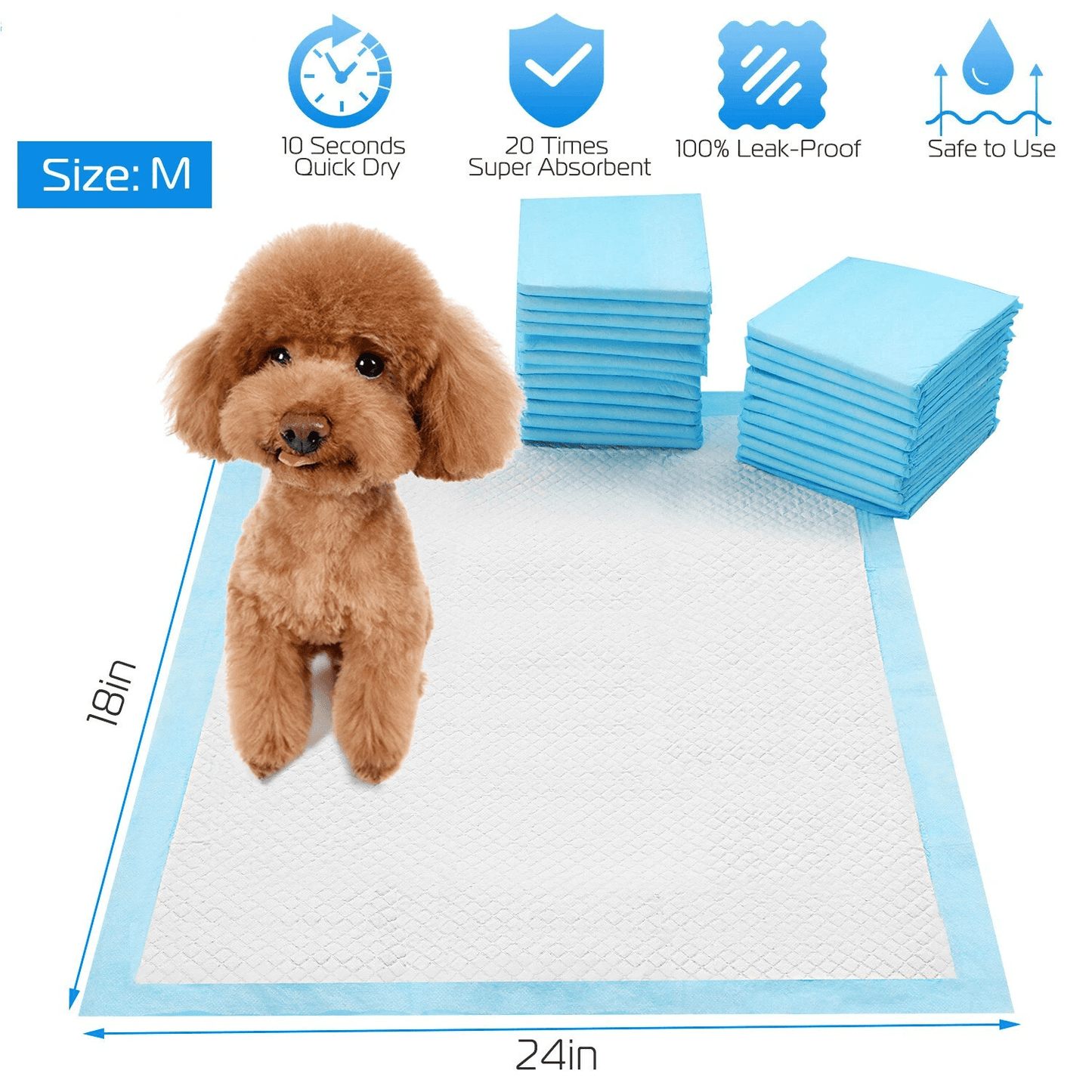50Pcs House Dog Training Pads Super Absorbent Puppy Pee Pads for Cats Dogs Leak-Proof Underpads for Potty Training