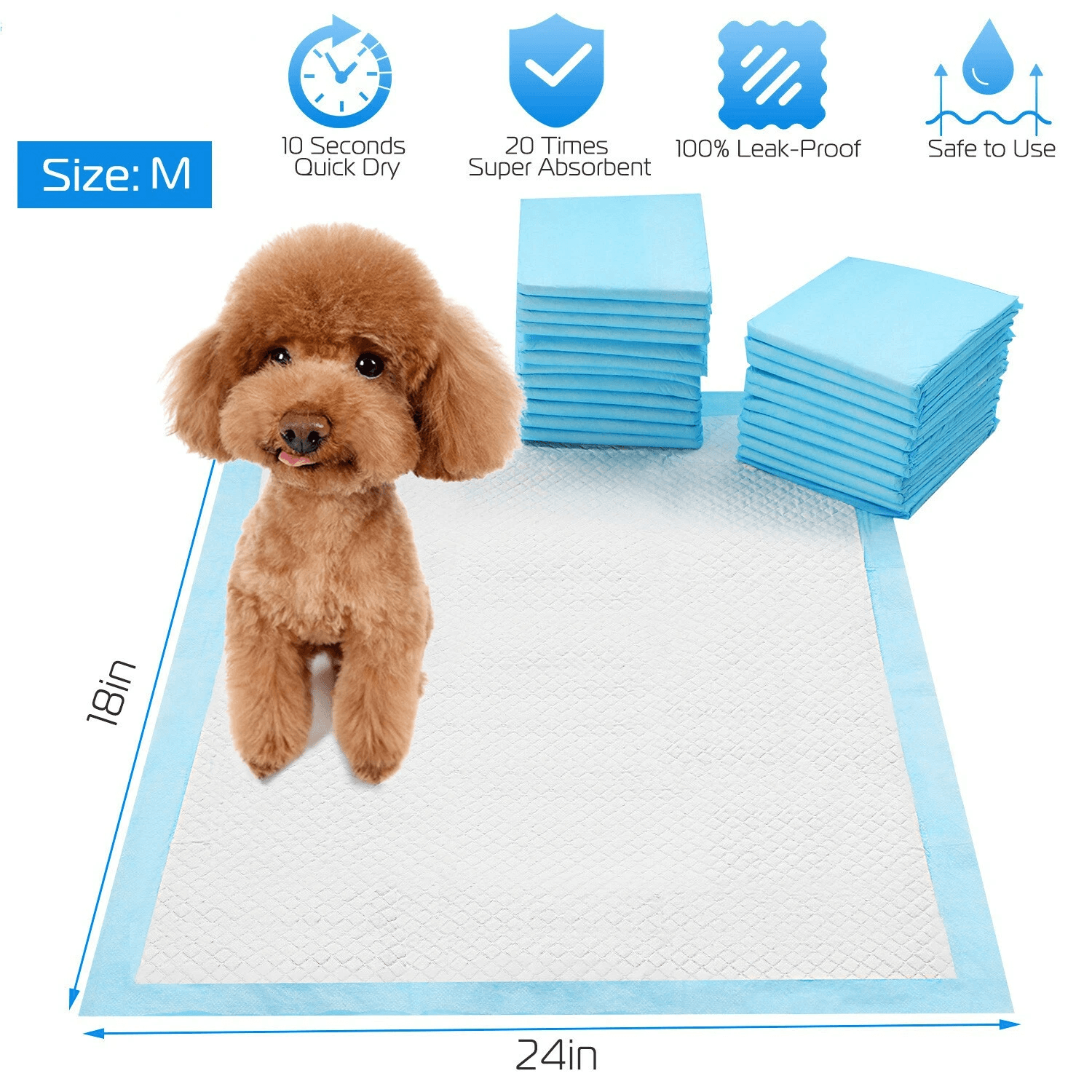 50Pcs House Dog Training Pads Super Absorbent Puppy Pee Pads for Cats Dogs Leak-Proof Underpads for Potty Training