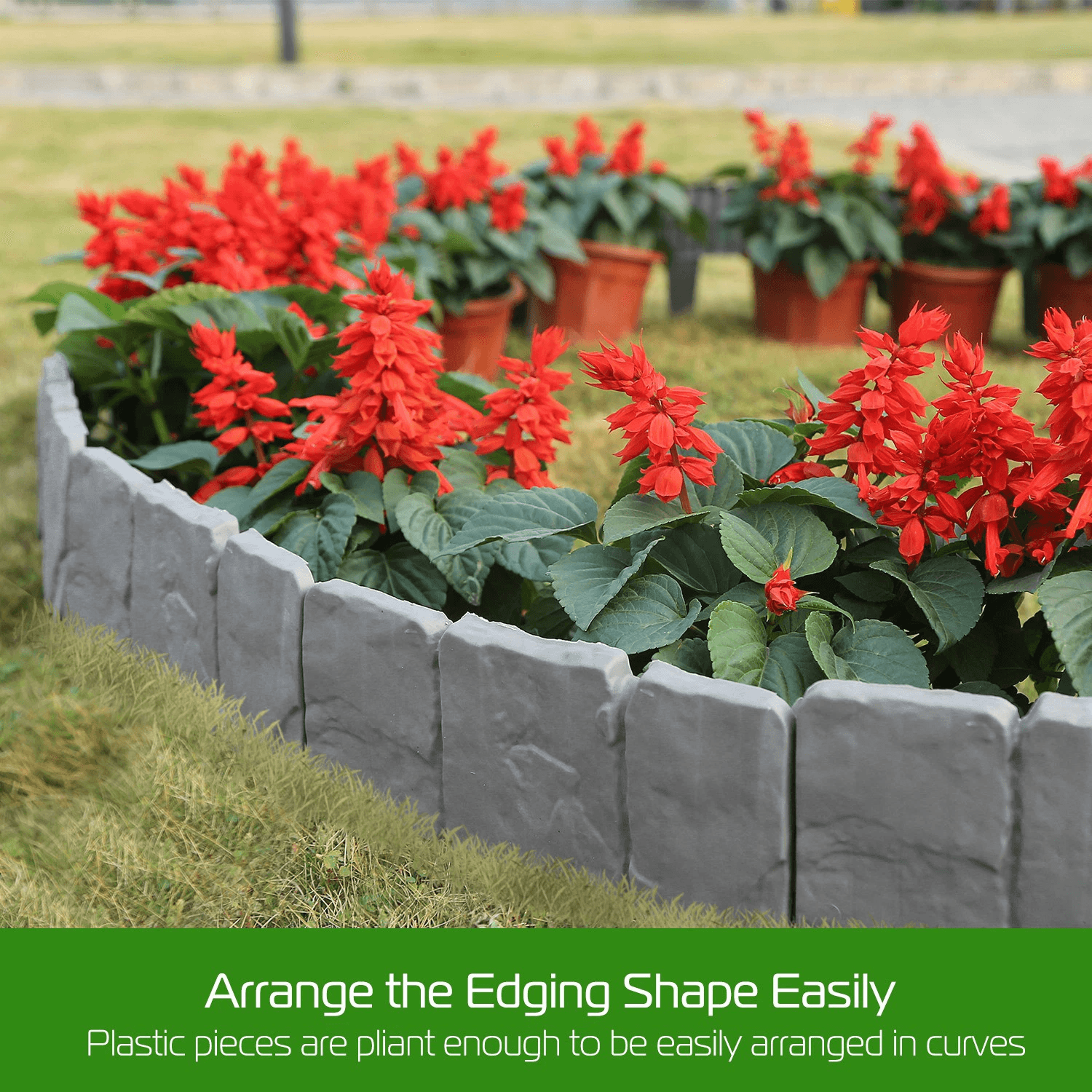 Home Garden Border Edging Plastic Fence Stone Lawn Yard  Flower Bed Landscape Solution 2
