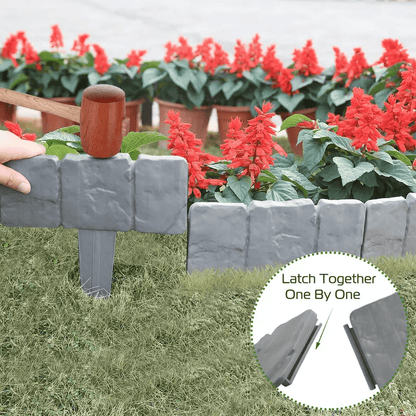 Home Garden Border Edging Plastic Fence Stone Lawn Yard  Flower Bed Landscape Solution 4