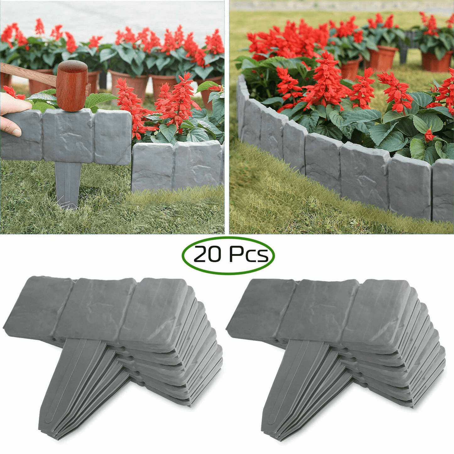 Home Garden Border Edging Plastic Fence Stone Lawn Yard  Flower Bed Landscape Solution 5