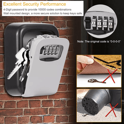 Wall Mount Key Lock Box  4 Digit Combination Safe  Secure Outdoor Key Storage Organizer 2