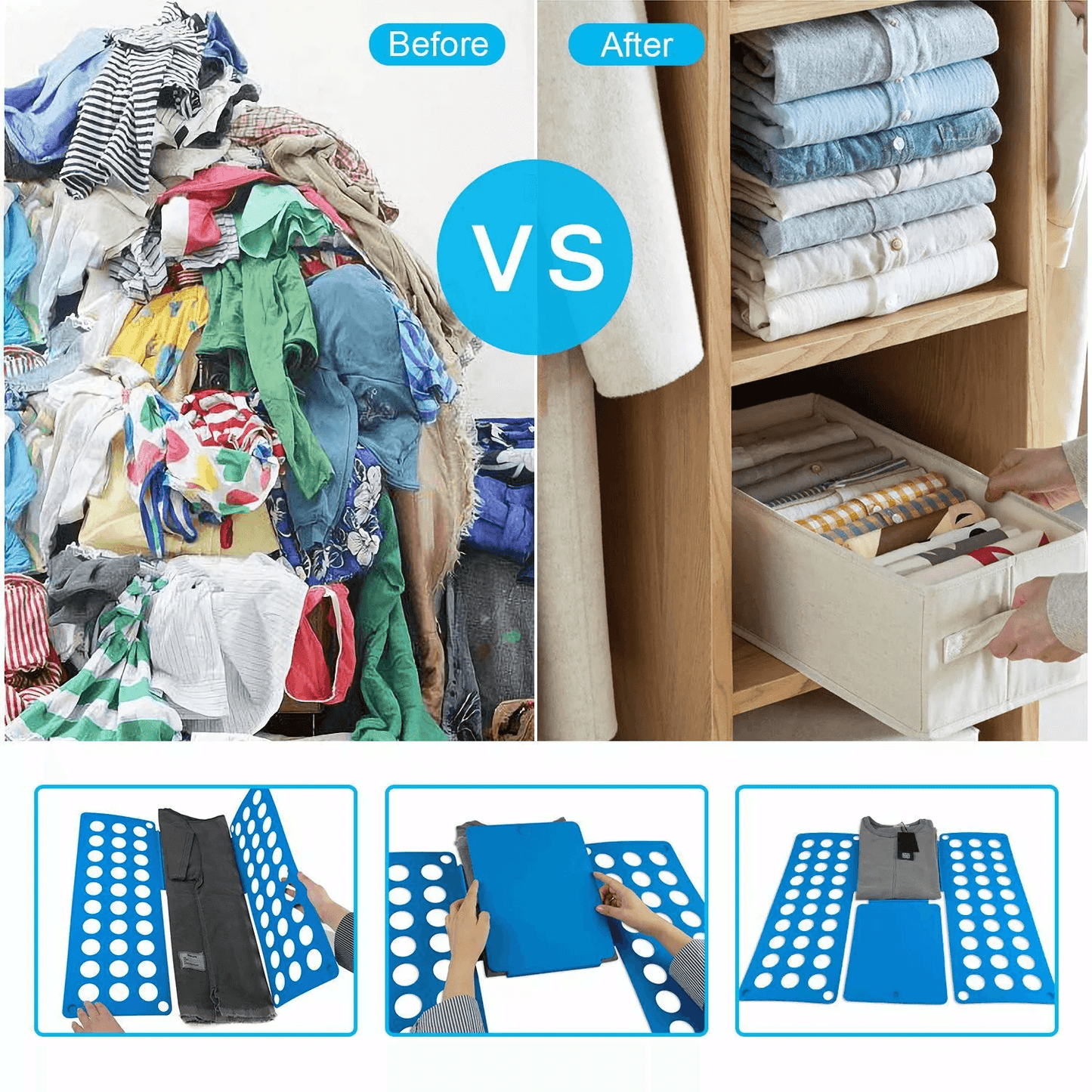 Clothes Folder Folding Board  Fast Fold Flip Laundry Organizer For Adult TShirts Pants  Towels 2
