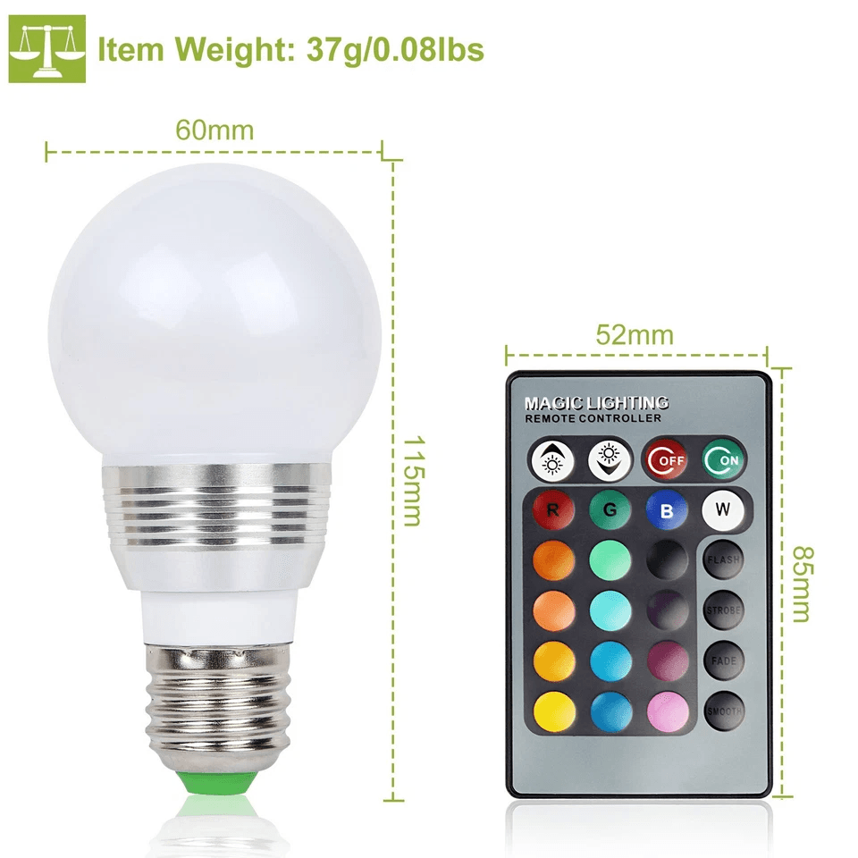 RGB LED Party Magic Bulb Light With Remote ColorChanging Light For Halloween Christmas  Holiday Dec 10