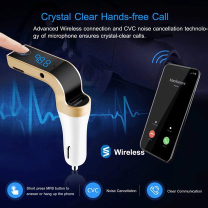 Handsfree Wireless FM Transmitter Car Kit MP3 Player With USB Charger TF Card Slot Fast Charging Fo 4