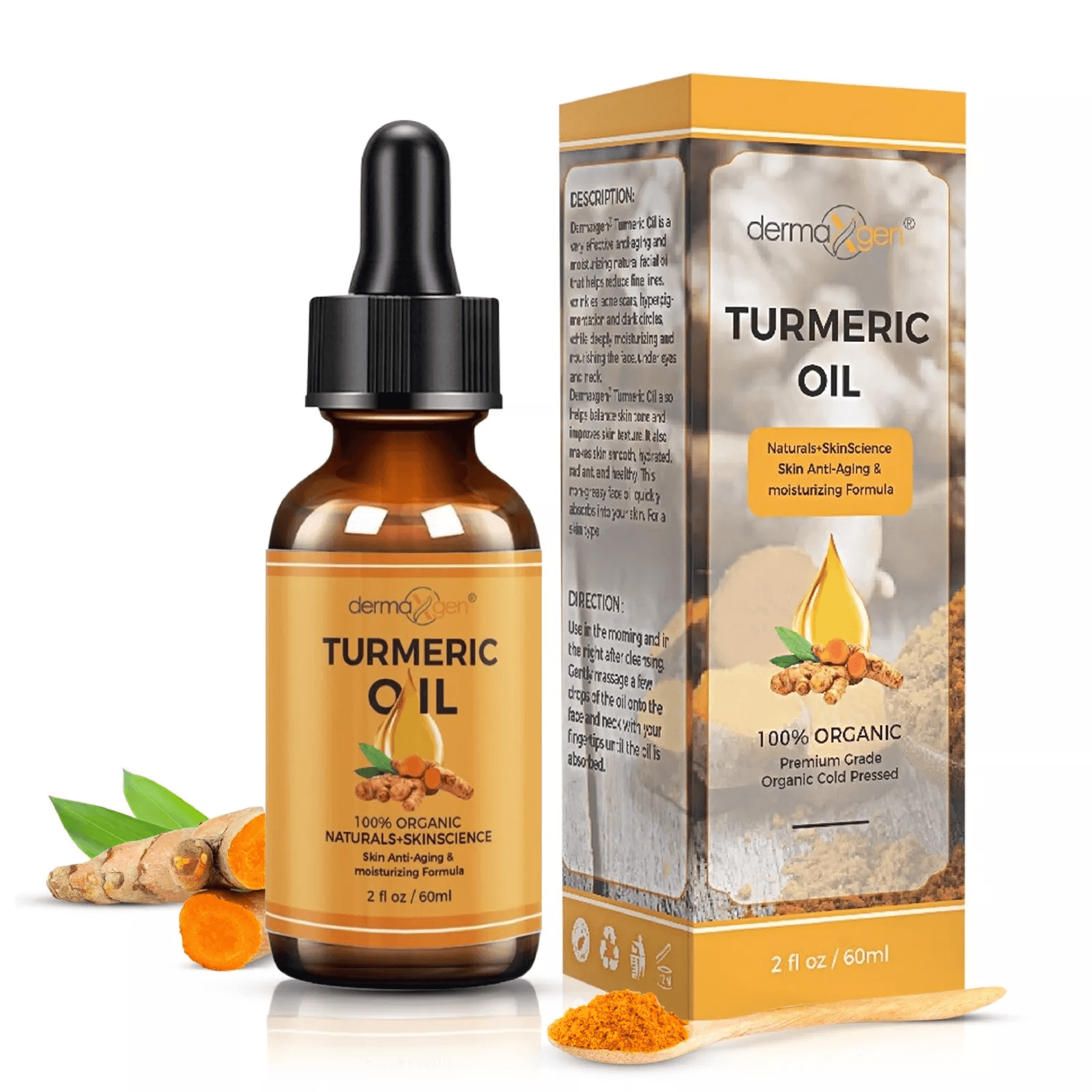 Turmeric Essential Oil, Pure & Organic Cold-Pressed for Anti-Aging & Glowing Skin