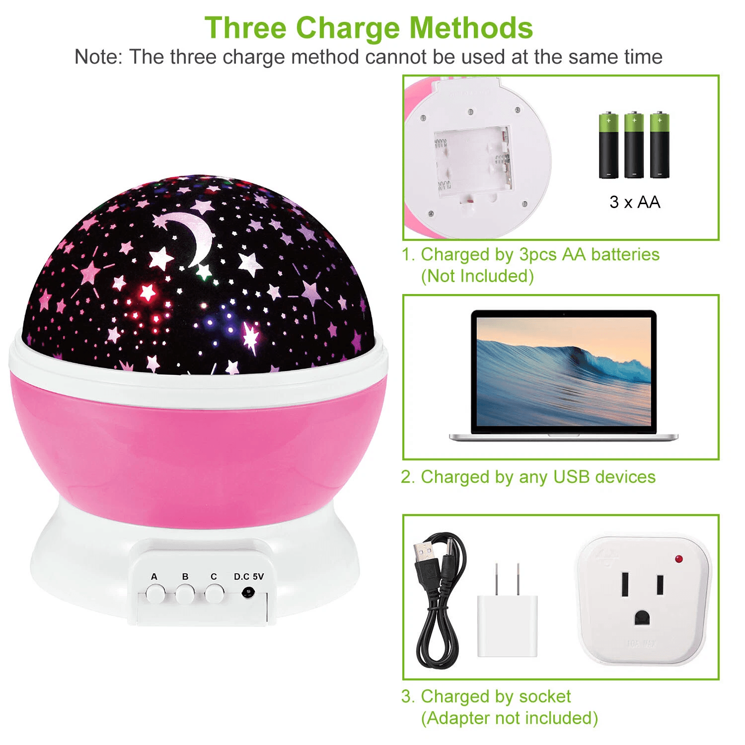 LED Starry Night Sky Projector Lamp For Kids Rotating Moon Star Cosmos Light Bedroom Nightlight USB 12