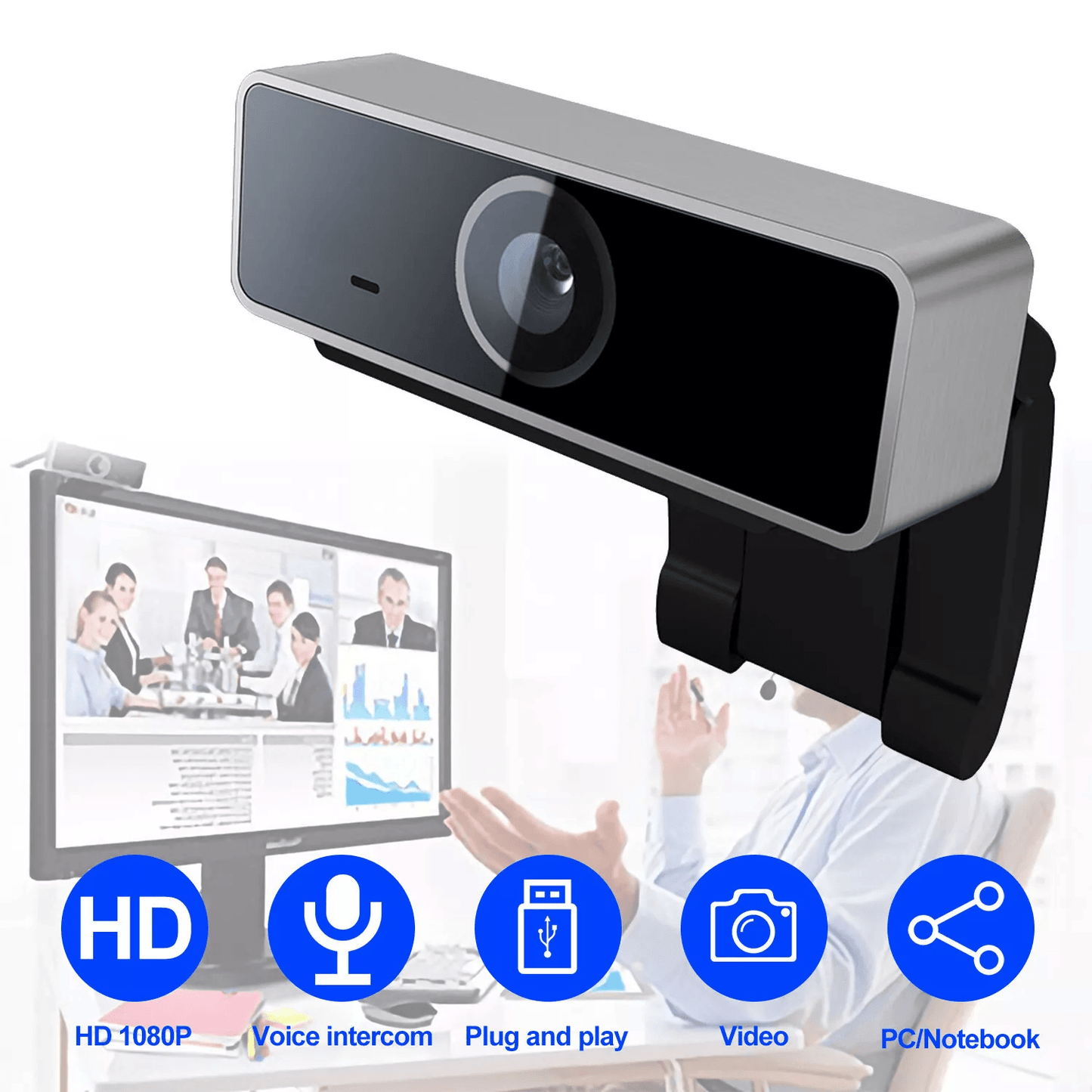 HD USB Webcam 1080P Full for PC Desktop Laptop Web Camera with Microphone FHD for Video Calling, Streaming Conferencing