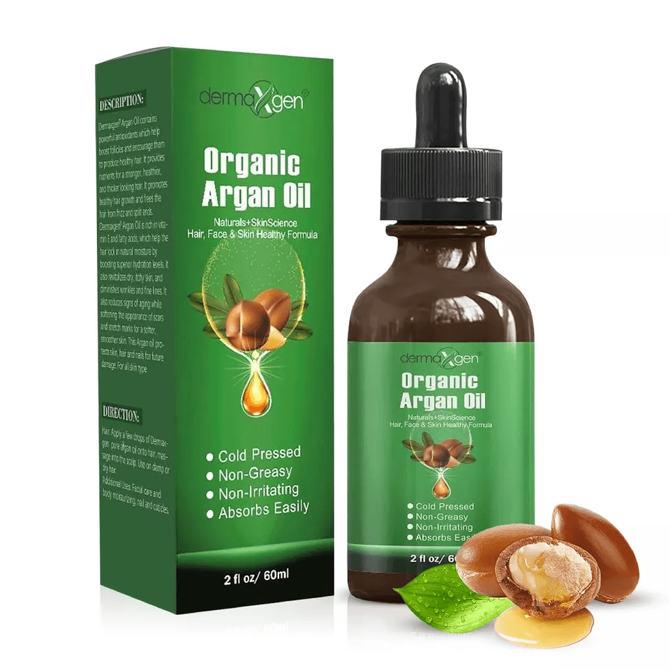 Pure Organic Moroccan Argan Oil, Cold Pressed Virgin Argan Oil for Face, Hair, Nails & Skin, Hydrating & Anti-Aging Oil