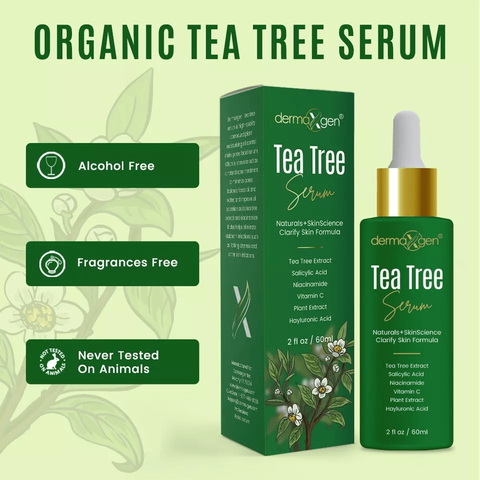 Tea Tree Serum Pure Niacinamide B3 Salicylic Hyaluronic Acid VC Organic Acne Treatment For Clear Ra 6
