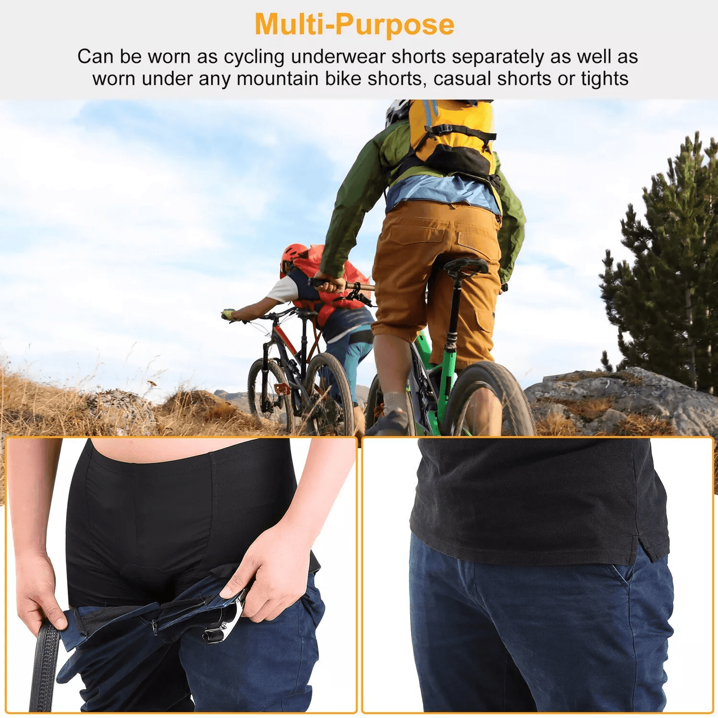 3D Padded Mens Cycling Shorts Bike Underwear Quick Dry Breathable Bicycle Riding Pants Black For Lo 3