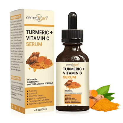 Organic Turmeric Face Serum, Dermaxgen Skin Brightening Formula with Pure Vitamin C & Hyaluronic Acid for Blemishes