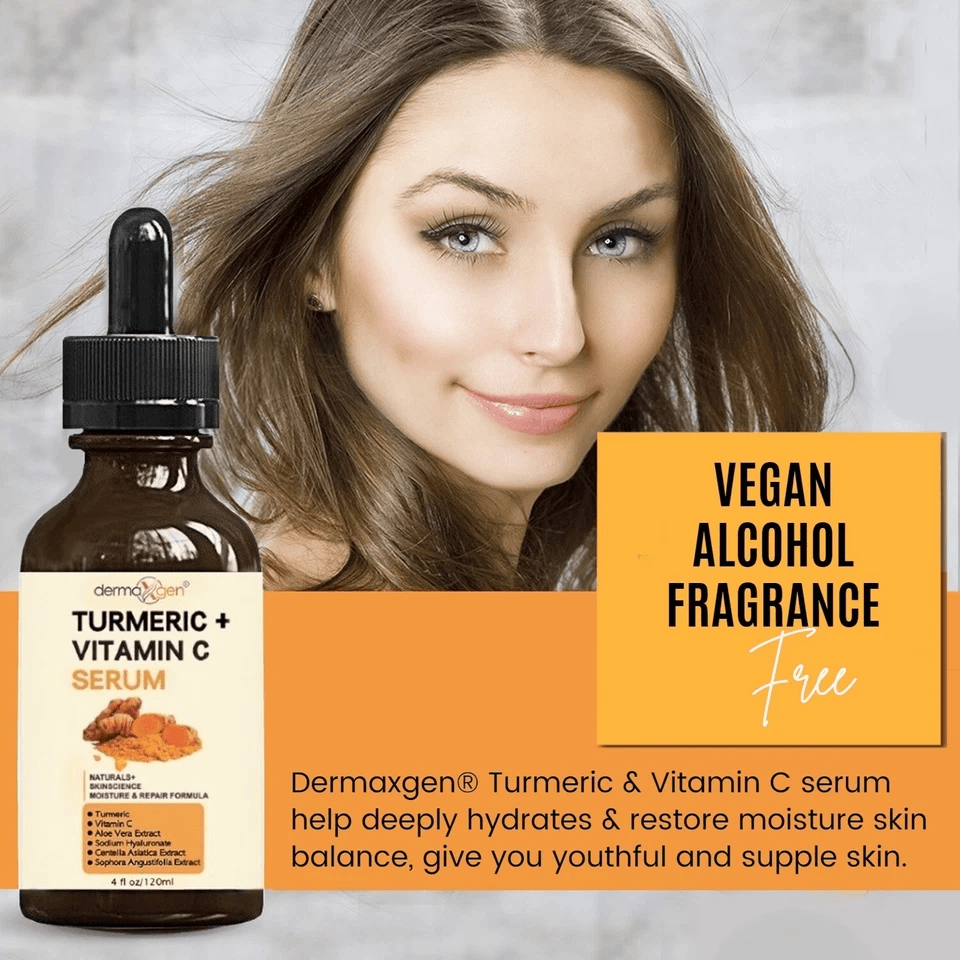 Organic Turmeric Face Serum Dermaxgen Skin Brightening Formula With Pure Vitamin C  Hyaluronic Acid 3