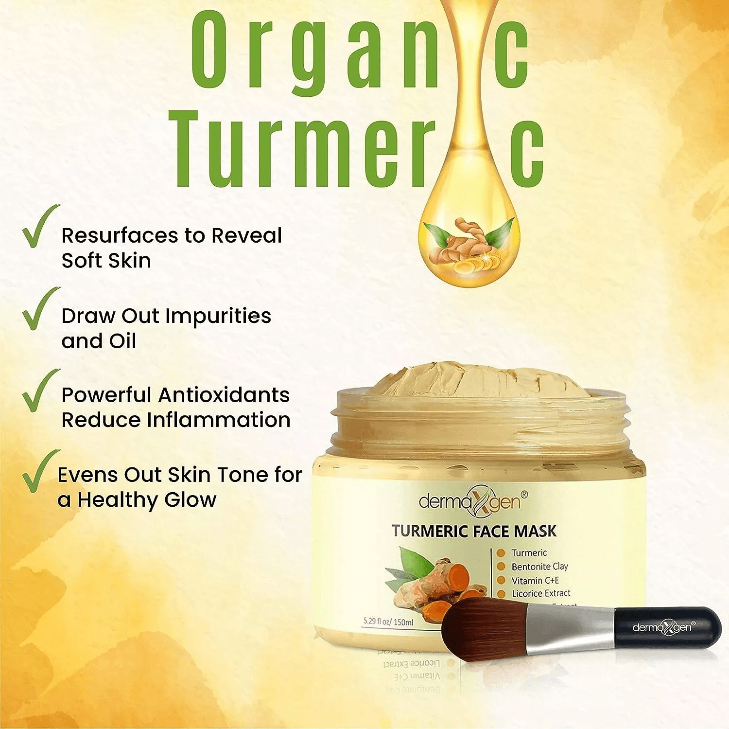 Turmeric Face Mask for Pigmentation, Blemish Correction & Dark Spot Removal – Brightens & Heals Skin Naturally
