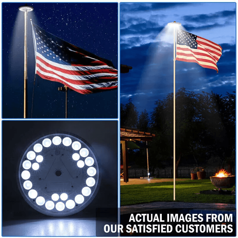 Solar Powered Flag Pole Light  26 LED AutoActivated Super Bright Outdoor Waterproof Illumination 3