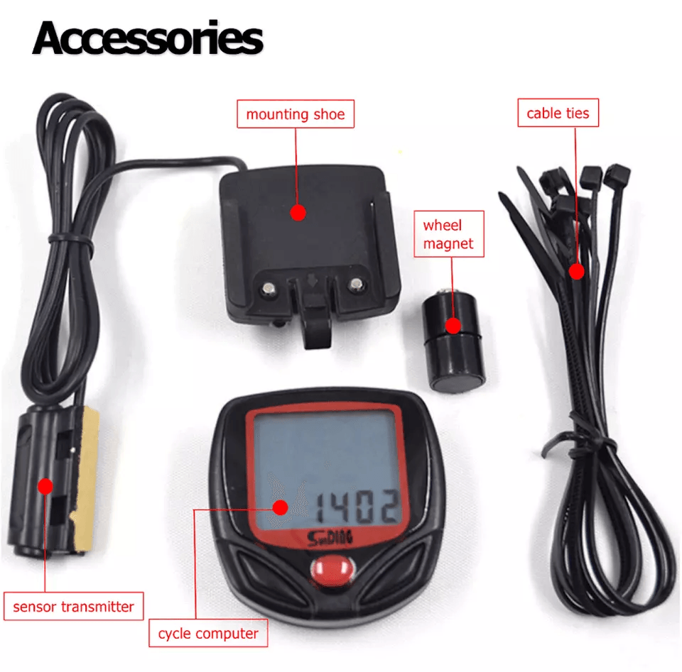 Bike Speedometer  Odometer Waterproof Digital Cycle Computer With LCD Display MPHKMH 1
