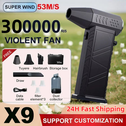 Turbo Jet Blower 300000RPM Violent Fan HighSpeed Dust Cleaner TypeC Charging 53ms Strong Win