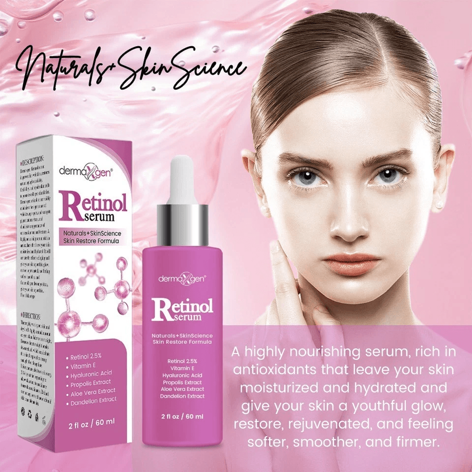 Anti Aging Dermaxgen Retinol Serum With HA  Vitamin E Reduces Wrinkles Fine Lines  Discoloration Br 3