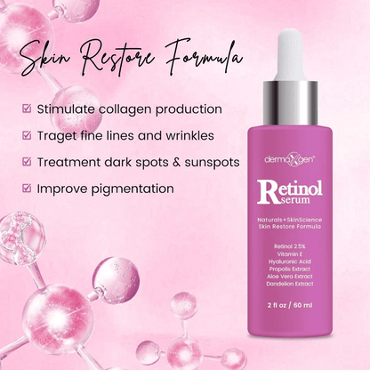 Anti Aging Dermaxgen Retinol Serum With HA  Vitamin E Reduces Wrinkles Fine Lines  Discoloration Br 5