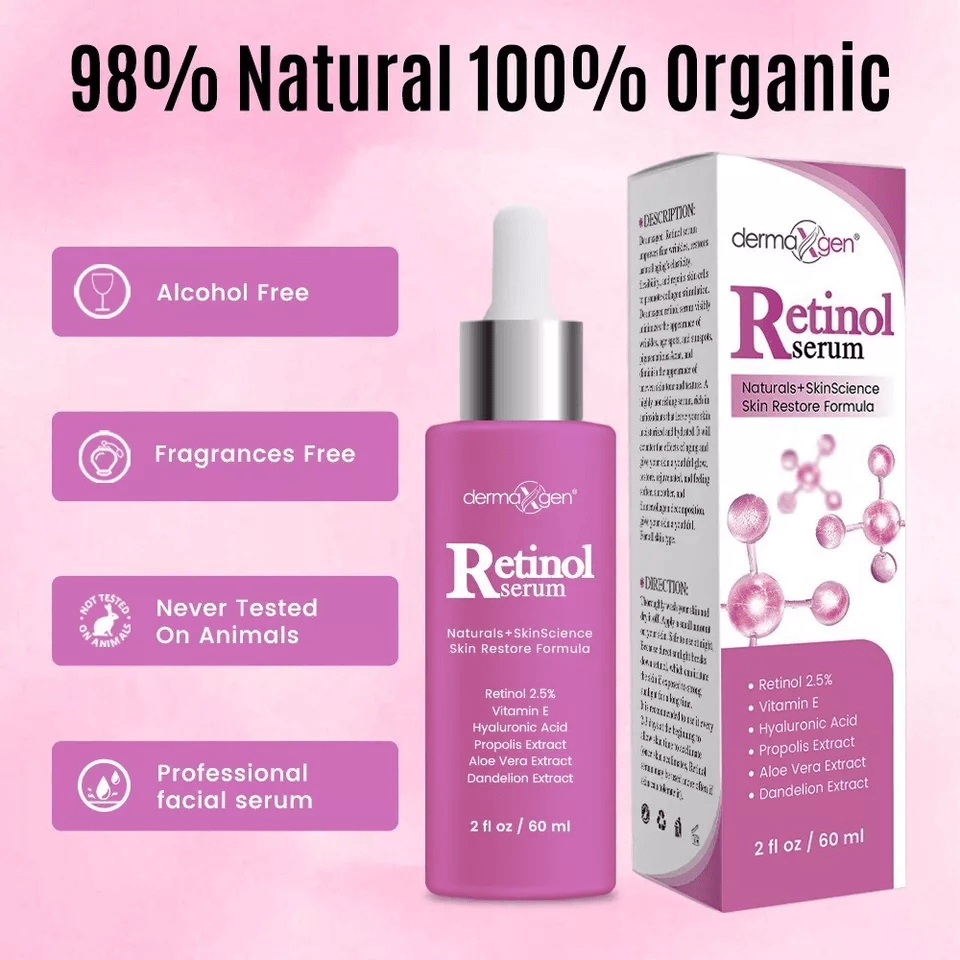 Anti Aging Dermaxgen Retinol Serum With HA  Vitamin E Reduces Wrinkles Fine Lines  Discoloration Br 6
