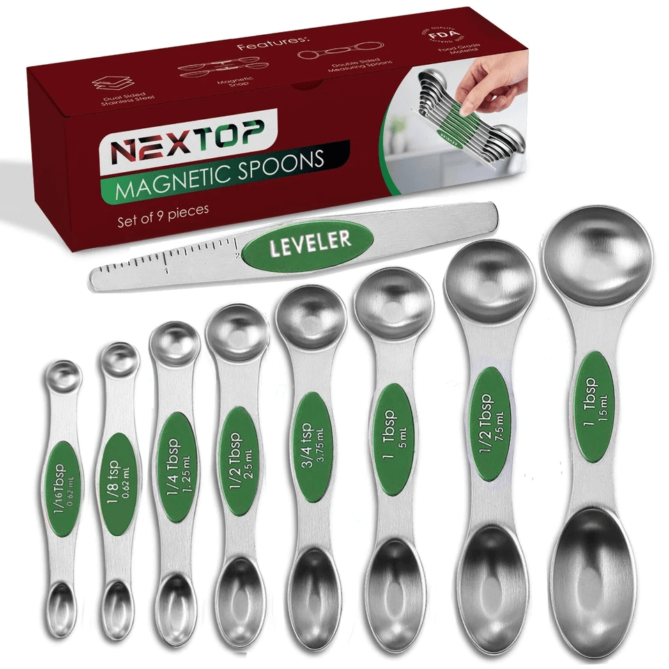 Magnetic Measuring Spoons Stainless Steel DualSided Teaspoon Tablespoon Stackable Kitchen Measuring 15