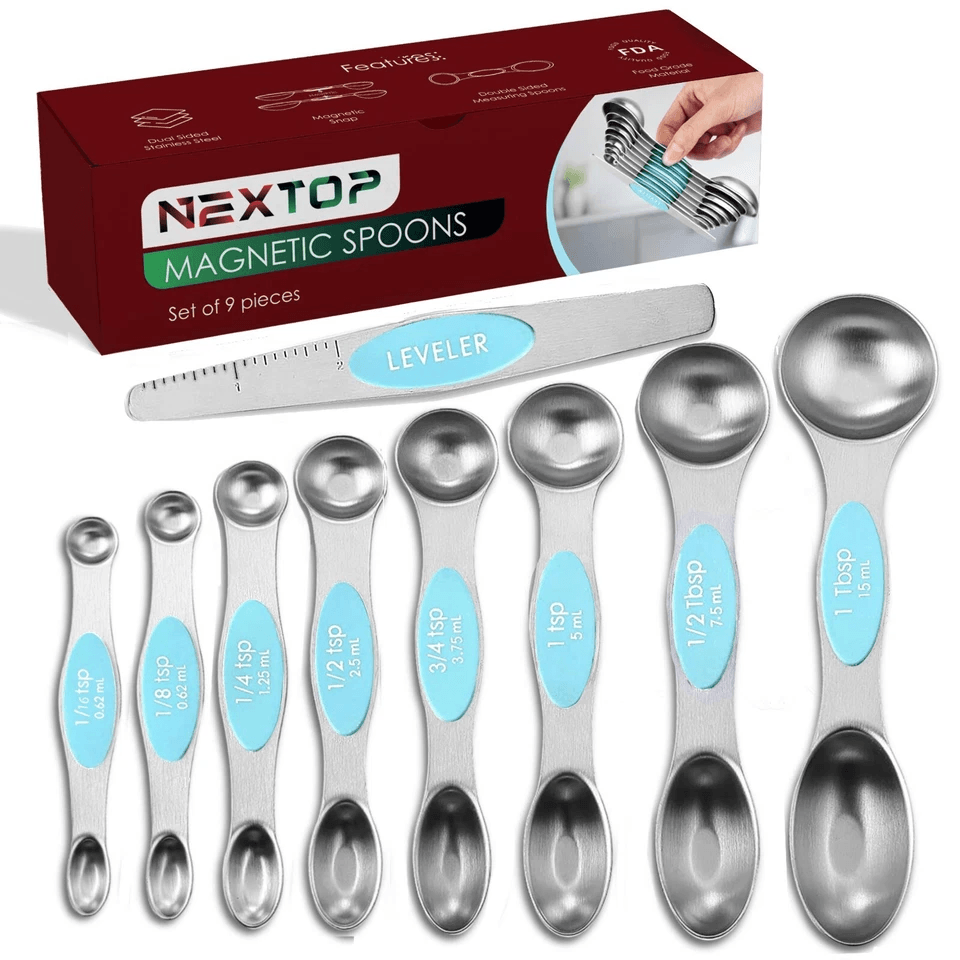Magnetic Measuring Spoons Stainless Steel DualSided Teaspoon Tablespoon Stackable Kitchen Measuring 17