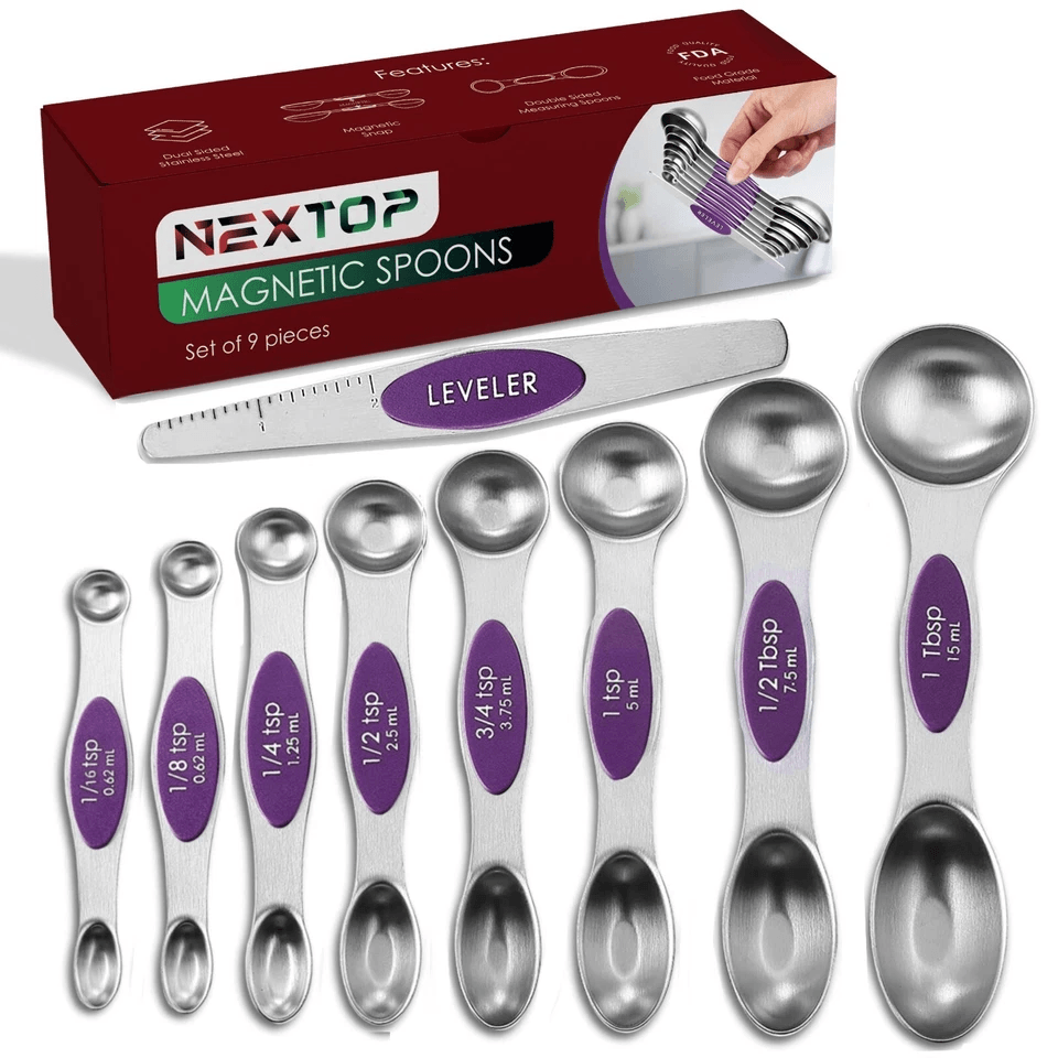 Magnetic Measuring Spoons Stainless Steel DualSided Teaspoon Tablespoon Stackable Kitchen Measuring 18