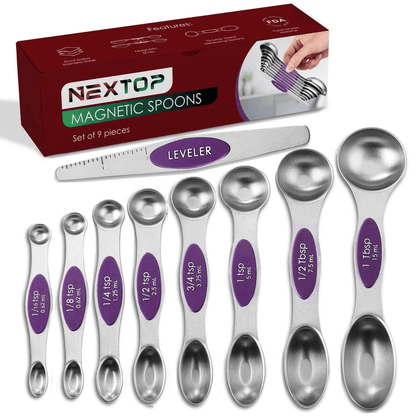 Magnetic Measuring Spoons Stainless Steel DualSided Teaspoon Tablespoon Stackable Kitchen Measuring 18