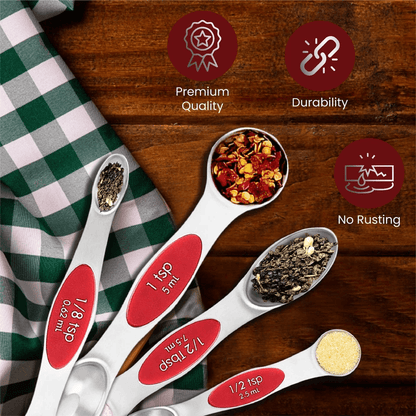 Magnetic Measuring Spoons Stainless Steel DualSided Teaspoon Tablespoon Stackable Kitchen Measuring 3